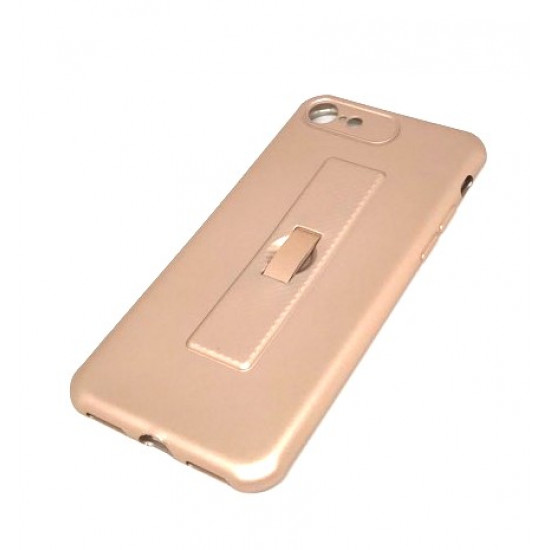 Capa De Silicone Motomo Con Anillo De Dedo Para Apple Iphone 7 / 8 (4.7) Rosado / Dourado